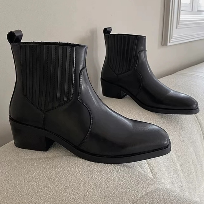 Men'S Shoes To Increase Height - Autumn Winter Black Leather Shoes Man