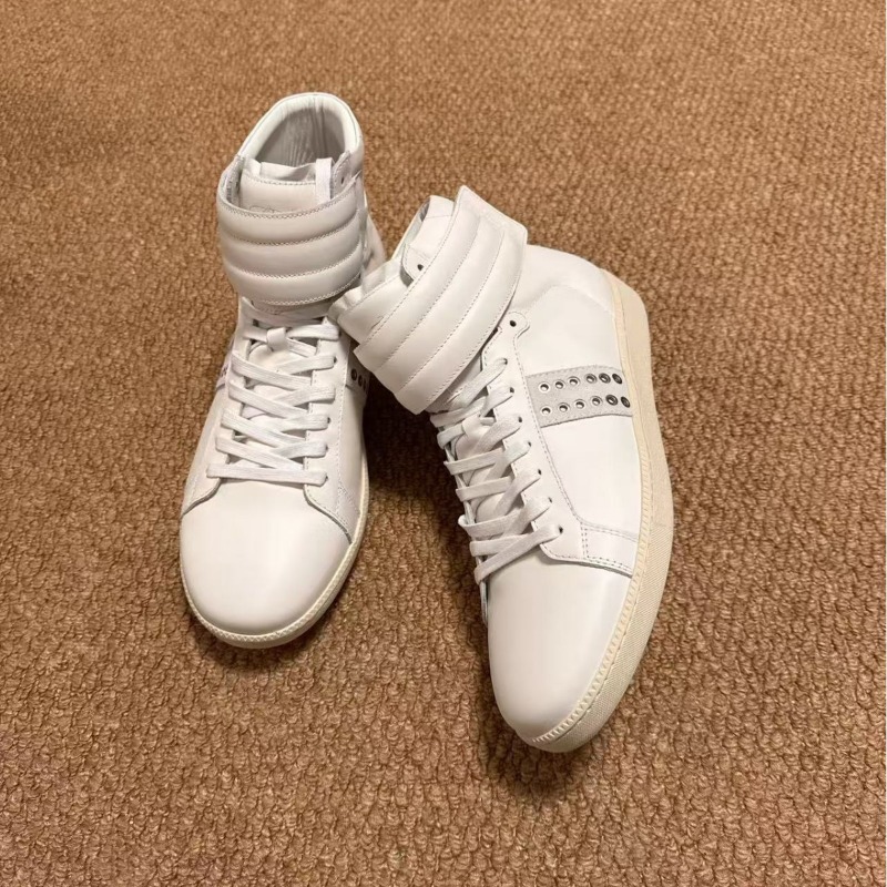 Men Shoes White Colour - Men Genuine Leather High‑top Sneakers 2026