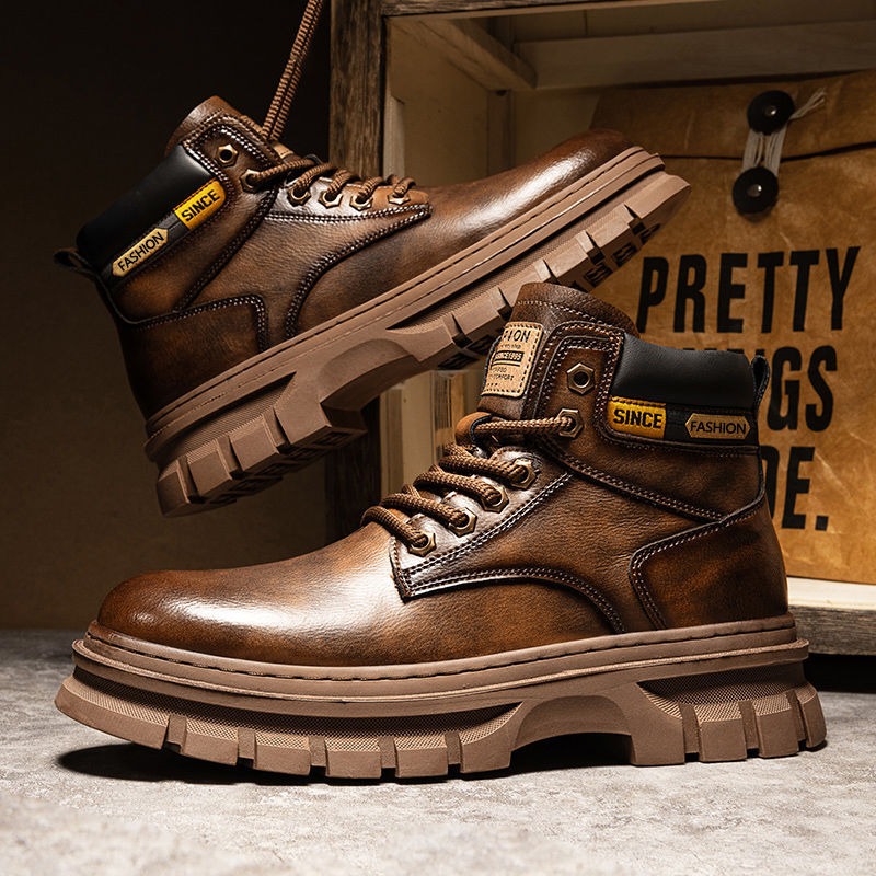 Men Shoes Boots - Vintage Men Platform Ankle Boots Autumn