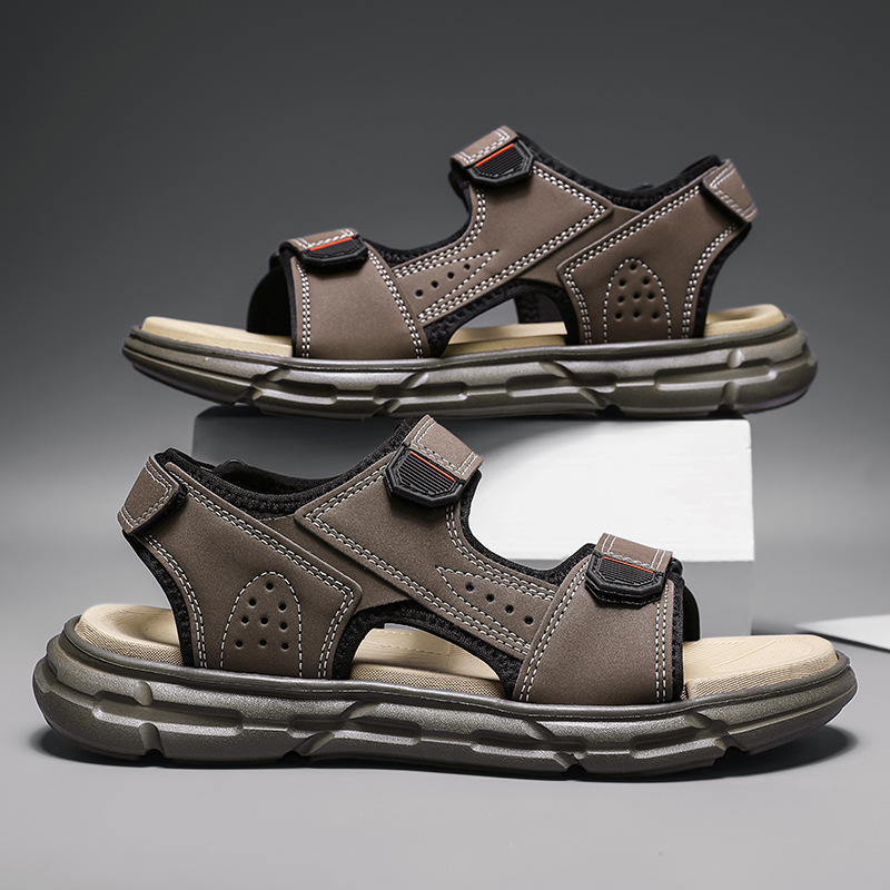 Men'S Shoes With Velcro - Men's summer outdoor sandals, non-slip, wear-resistant,