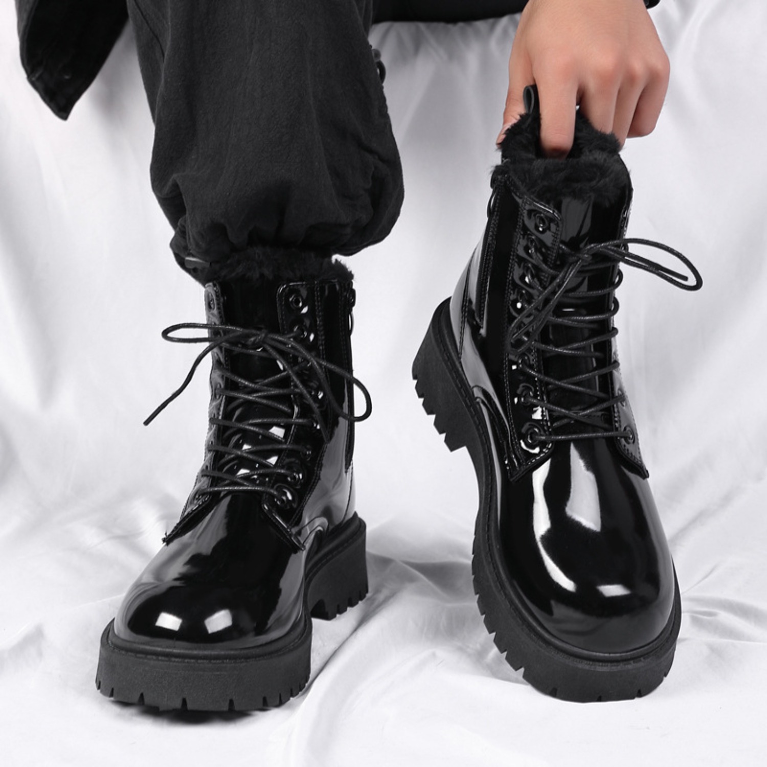Men's warm plush high-top boot - огляд і ціна Men'S Shoes For Work