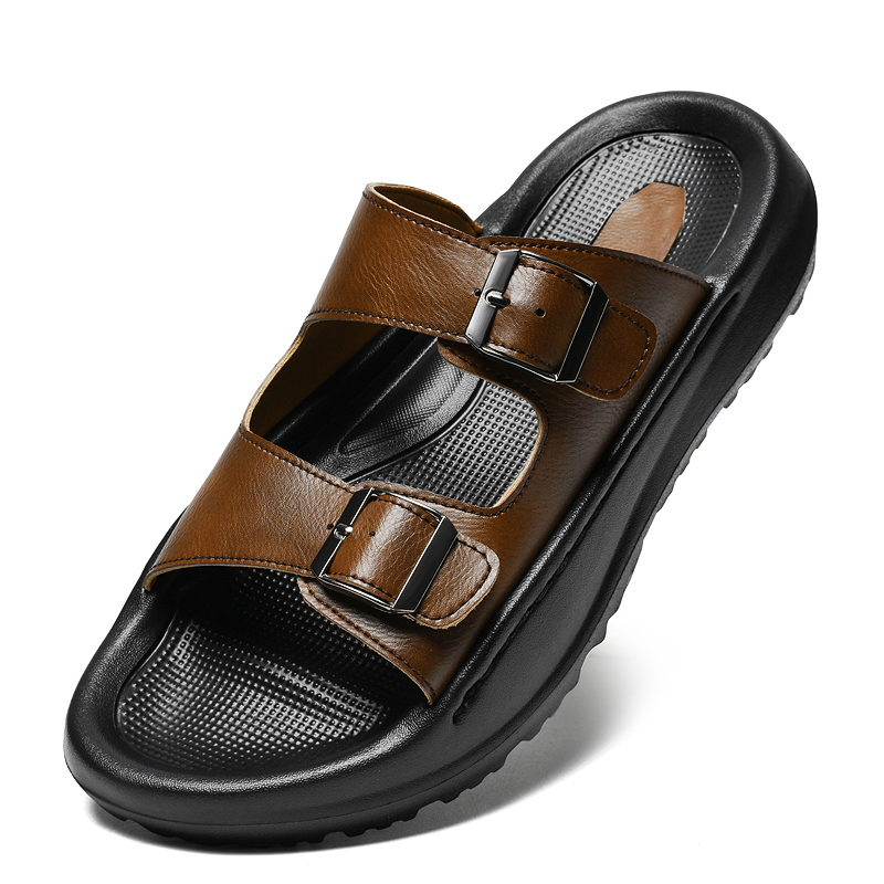 Mens Slip On Sandals Leather S - огляд і ціна Men'S Shoes With Velcro