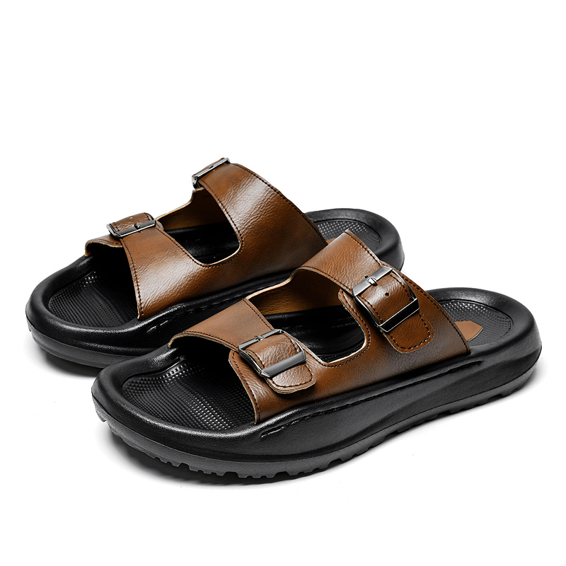 Mens Slip On Sandals Leather S - огляд і ціна Men'S Shoes With Velcro