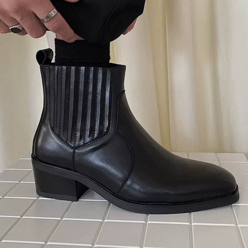 Autumn Winter Black Leather Sh - огляд і ціна Men'S Shoes To Increase Height