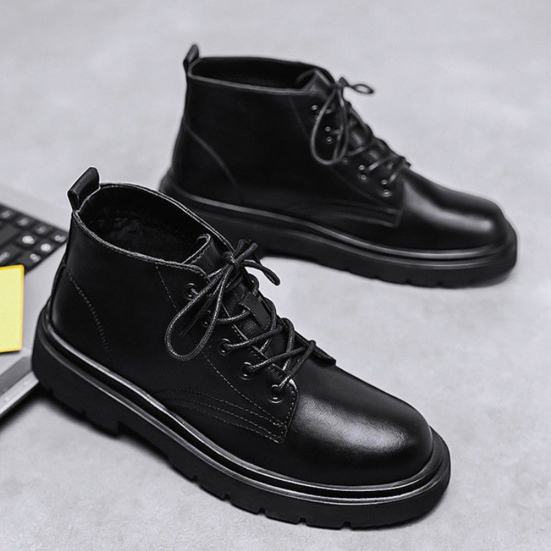 Leather Black Men High Top Lac - огляд і ціна Men'S Shoes To Increase Height