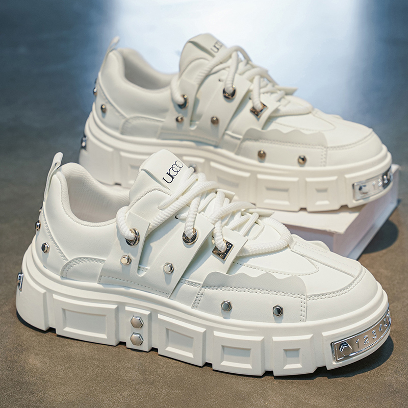 Punk Studded Thick-Soled Men's - огляд і ціна Men Shoes White Colour