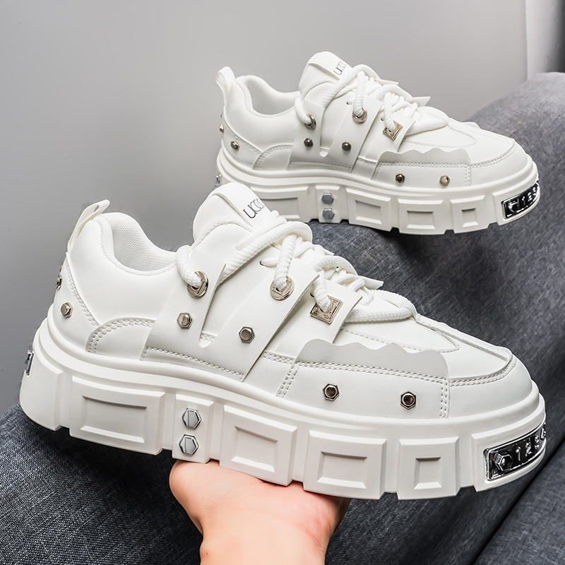 Punk Studded Thick-Soled Men's - огляд і ціна Men Shoes White Colour